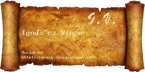 Ignácz Vince névjegykártya